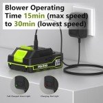 Leaf Blower Cordless, 20V Electric Leaf Blower Cordless with Battery and Charger- 150MPH 3 Speeds 17000RPM Lightweight Battery Leaf Blowers for Lawn Care, Patio Yard Car Leaves and Grass