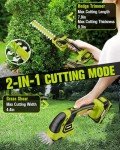 EWORK 2-in-1 Cordless Hedge Trimmer and Grass Shears 21V Handheld Small Electric Bush Trimmer with 2.0Ah Battery and Charger, Battery Powered Shrub Trimmer for Garden, Yard, Lawn Maintenance
