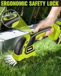 EWORK 2-in-1 Cordless Hedge Trimmer and Grass Shears 21V Handheld Small Electric Bush Trimmer with 2.0Ah Battery and Charger, Battery Powered Shrub Trimmer for Garden, Yard, Lawn Maintenance