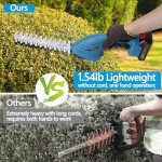 Hedge Trimmer Cordless with Battery and Charger 21V Electric Brush Grass Shrub Trimmer 2 in 1 Handheld Mini Grass Shears Grass Cutter Battery Powered Hedge Trimmer for Garden, Yard and Lawn (Blue)