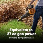 WORX Nitro 40V Cordless Leaf Blower, Quiet Electric Leaf Blower Cordless with Battery and Charger for Lawn Care Up to 180 MPH & 530 CFM, PowerShare, WG581.1
