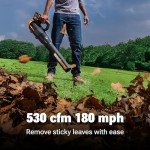 WORX Nitro 40V Cordless Leaf Blower, Quiet Electric Leaf Blower Cordless with Battery and Charger for Lawn Care Up to 180 MPH & 530 CFM, PowerShare, WG581.1