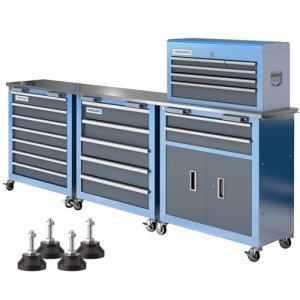 LARBANKE Combination Tool Chest,3 Different Types Tool Cabinets with Stainless Countertop,5-Drawer/7-Drawer/8-Drawer Rolling Tool Chest with Connected Buckle,Tool Cabinet with Wheels and Foot Pad