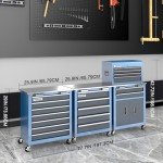 LARBANKE Combination Tool Chest,3 Different Types Tool Cabinets with Stainless Countertop,5-Drawer/7-Drawer/8-Drawer Rolling Tool Chest with Connected Buckle,Tool Cabinet with Wheels and Foot Pad