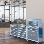 LARBANKE Combination Tool Chest,3 Different Types Tool Cabinets with Stainless Countertop,5-Drawer/7-Drawer/8-Drawer Rolling Tool Chest with Connected Buckle,Tool Cabinet with Wheels and Foot Pad
