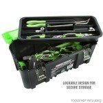 OEMTOOLS 22160 19" Toolbox with Removable Tray, Large Plastic Tool Box With Handle, Multiple Compartment Storage Case With Security Slot for Padlocks, 40 Lbs Maximum Weight