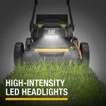 Cat DG670 60V 21” Cordless Lawn Mower 3-In-1 Cutting Modes, Brushless Lawn Mower with TorqLogic, Easy-Adapt Walk-Behind Push Lawn Mower – Battery & Charger Included, Black, Yellow