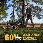 Cat DG670 60V 21” Cordless Lawn Mower 3-In-1 Cutting Modes, Brushless Lawn Mower with TorqLogic, Easy-Adapt Walk-Behind Push Lawn Mower – Battery & Charger Included, Black, Yellow