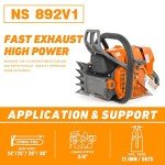 NEO-TEC NS892 92cc Gas Chainsaw with 24 inch Bar and Chain,2-Cycle Gasoline Power 5.2KW 7HP Chain Saws for Big Wood Cutting,All Parts Fit for MS660 G660