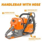 NEO-TEC NS892 92cc Gas Chainsaw with 24 inch Bar and Chain,2-Cycle Gasoline Power 5.2KW 7HP Chain Saws for Big Wood Cutting,All Parts Fit for MS660 G660