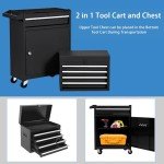 SumKea Tool Cabinet, Tool Chest with Wheels, Garage Tool Box, 5 Drawer Rolling Tool Chest and 2 Lockers, Detachable Storage Cabinet, for Garage Warehouse Workshop, Black