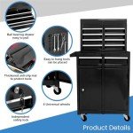SumKea Tool Cabinet, Tool Chest with Wheels, Garage Tool Box, 5 Drawer Rolling Tool Chest and 2 Lockers, Detachable Storage Cabinet, for Garage Warehouse Workshop, Black
