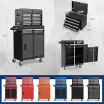 Goplus Rolling Tool Chest, 5-Drawer Tool Box Organizer w/Lockable Wheels & Sliding Drawers & Detachable Top & Adjustable Shelf, Tool Storage Cabinet for Garage Workshop(Gray)