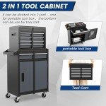 Goplus Rolling Tool Chest, 5-Drawer Tool Box Organizer w/Lockable Wheels & Sliding Drawers & Detachable Top & Adjustable Shelf, Tool Storage Cabinet for Garage Workshop(Gray)