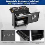 Goplus Rolling Tool Chest, 5-Drawer Tool Box Organizer w/Lockable Wheels & Sliding Drawers & Detachable Top & Adjustable Shelf, Tool Storage Cabinet for Garage Workshop(Gray)