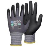 KAYGO Safety Work Gloves MicroFoam Nitrile Coated, 3 Pairs KG18NB,Seamless Knit Nylon Glove for Men and Women, Ideal for Automotive,Warehouse,Construction (Large,Gray)