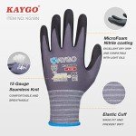 KAYGO Safety Work Gloves MicroFoam Nitrile Coated, 3 Pairs KG18NB,Seamless Knit Nylon Glove for Men and Women, Ideal for Automotive,Warehouse,Construction (Large,Gray)