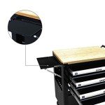 DNA MOTORING 30" W X 37" H X 18" D Large Capacity 4-Drawer Chest Rolling Tool Cart Locking Swivel Cabinet (TOOLS-00003) with Keys, Black