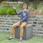 EAST OAK Outdoor Storage Box, 31 Gallon Deck Box Indoor and Outdoor Use, Waterproof Resin Storage Bin for Package Delivery, Patio Cushions, Gardening Tools, Lockable, UV Resistant, Grey