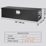VEVOR Heavy Duty Aluminum Truck Bed Tool Box, Diamond Plate Tool Box with Side Handle and Lock Keys, Storage Tool Box Chest Box Organizer for Pickup, Truck Bed, RV, Trailer, 39"x13"x10", Black