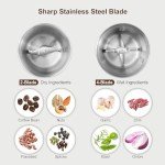 Secura Electric Coffee Grinder and Spice Grinder with 2 Stainless Steel Blades Removable Bowls