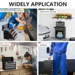 Portable Metal Tool Box, 3 Drawers Lockable Heavy Duty Tool Chest Storage Toolbox with Ball-Bearing Slides and 2 Metal Latches Closure for Garage, Workshop, Repair Shop (Black)