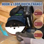 ZEITE 5 Inch 20V 2.0Ah Orbital Sander Cordless, 6 Variable Speed 3,000-11,000 OPM Electric Sander for Woodworking, 12 x Sandpaper,1 x Polishing Pad, Efficient Dust Extractor for DIY Sanding Polishing