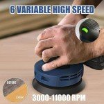 ZEITE 5 Inch 20V 2.0Ah Orbital Sander Cordless, 6 Variable Speed 3,000-11,000 OPM Electric Sander for Woodworking, 12 x Sandpaper,1 x Polishing Pad, Efficient Dust Extractor for DIY Sanding Polishing