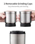 SHARDOR Coffee Grinder Electric Herb/Wet Grinder for Spices and Seeds with 2 Removable Stainless Steel Bowls, Silver