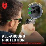 NoCry Safety Sunglasses with Green Tinted Wraparound Lenses; Tinted Safety Glasses for Men and Women with Adjustable Arms & No-Slip Grips; Work Glasses with UV 400 Protection; ANSI Z87.1 Rated