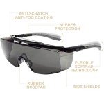 HTS HUNTERSKY ANSI Z87 Anti Fog Lab Safety Glasses Over Eyeglasses Integrated Side Shields, 100% UV Protective Goggles 3906L