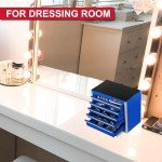 P.I.T. Mini Blue Tool Box, Portable 5-Drawer Micro Roll Cab Steel Stackable Tool Box with Liner, Blue Small Tool Case for Tools Storage and Organizers, Home DIY