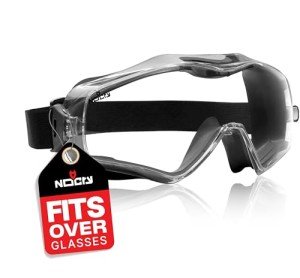 NoCry Safety Goggles Over Glasses with Extreme Impact Resistance — ANSI Z87.1 Certified Eye Protection with Anti-Fog, Anti-Scratch and UV380 Lenses — Adjustable Strap — Ideal for the Chemistry Lab
