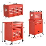 DUSACOM 8-Drawer High Capacity Rolling Tool Chest, Removable Cabinet Storage Tool Box with Wheels and Drawers, Detachable Toolbox with Lock for Workshop Mechanics Garage (8-Drawer, Red)