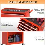 DUSACOM 8-Drawer High Capacity Rolling Tool Chest, Removable Cabinet Storage Tool Box with Wheels and Drawers, Detachable Toolbox with Lock for Workshop Mechanics Garage (8-Drawer, Red)