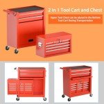 DUSACOM 8-Drawer High Capacity Rolling Tool Chest, Removable Cabinet Storage Tool Box with Wheels and Drawers, Detachable Toolbox with Lock for Workshop Mechanics Garage (8-Drawer, Red)