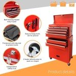 DUSACOM 8-Drawer High Capacity Rolling Tool Chest, Removable Cabinet Storage Tool Box with Wheels and Drawers, Detachable Toolbox with Lock for Workshop Mechanics Garage (8-Drawer, Red)