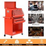 DUSACOM 8-Drawer High Capacity Rolling Tool Chest, Removable Cabinet Storage Tool Box with Wheels and Drawers, Detachable Toolbox with Lock for Workshop Mechanics Garage (8-Drawer, Red)