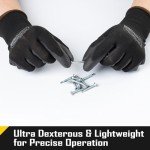 COOLJOB 12/60 Pairs Safety Work Gloves Pack Bulk with Grip PU Coating, 13 Gauge Seamless Knit Gloves with Polyurethane Dipped for Warehouse Working, Breathable Lightweight for Men Women, Black Medium