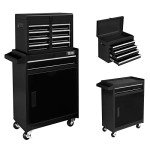 TUFFIOM 5-Drawer Rolling Tool Chest, Tool Storage Cabinet w/Drawers, Lockable Wheels, Detachable Top & Adjustable Shelf, Mechanic Tool Organizer Box for Garage, Workshop, Warehouse & Repair Shop
