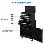 TUFFIOM 5-Drawer Rolling Tool Chest, Tool Storage Cabinet w/Drawers, Lockable Wheels, Detachable Top & Adjustable Shelf, Mechanic Tool Organizer Box for Garage, Workshop, Warehouse & Repair Shop