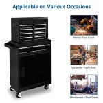 TUFFIOM 5-Drawer Rolling Tool Chest, Tool Storage Cabinet w/Drawers, Lockable Wheels, Detachable Top & Adjustable Shelf, Mechanic Tool Organizer Box for Garage, Workshop, Warehouse & Repair Shop