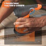 ENERTWIST 5 Inch Random Orbital Sander, 6 Variable Speeds 5000 to 12000 RPM, 2.4 Amp Electric Sander for Woodworking with Dust Collector, 10pcs Electric Random Orbit Sander Kit