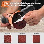 ENERTWIST 5 Inch Random Orbital Sander, 6 Variable Speeds 5000 to 12000 RPM, 2.4 Amp Electric Sander for Woodworking with Dust Collector, 10pcs Electric Random Orbit Sander Kit