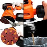 ENERTWIST 5 Inch Random Orbital Sander, 6 Variable Speeds 5000 to 12000 RPM, 2.4 Amp Electric Sander for Woodworking with Dust Collector, 10pcs Electric Random Orbit Sander Kit