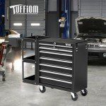 TUFFIOM 7-Drawer Rolling Tool Chest with Side Shelves, Tool Storage Side Cabinet w/Lockable Wheels, Top Cushion & Drawer Liners, Tool Organizer Box for Garage, Warehouse & Repair Shop