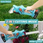 XQCK Cordless Grass Shears & Hedge Shrubbery Trimmer, 21V 2-in-1 Electric Shrub Trimmer Handheld Grass Cutter,Mini Hedge Trimmers Cordless with Rechargeable Battery and Charger for Garden, Lawn