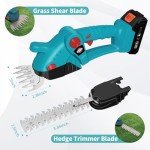 XQCK Cordless Grass Shears & Hedge Shrubbery Trimmer, 21V 2-in-1 Electric Shrub Trimmer Handheld Grass Cutter,Mini Hedge Trimmers Cordless with Rechargeable Battery and Charger for Garden, Lawn
