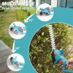 XQCK Cordless Grass Shears & Hedge Shrubbery Trimmer, 21V 2-in-1 Electric Shrub Trimmer Handheld Grass Cutter,Mini Hedge Trimmers Cordless with Rechargeable Battery and Charger for Garden, Lawn