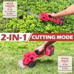 VARAI Cordless Hedge Trimmer, 2-in-1 Hedge Trimmer, Ultra Long Battery Life with Battery*2, high-Power and high-Capacity Grass Trimmer for Gardens, Yards and lawns, Including Charger